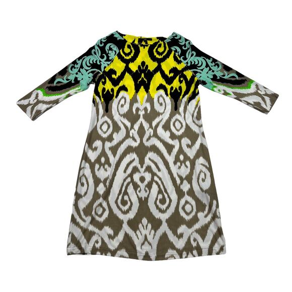 Tibi New York Jasmine Ikat Scroll Print Jersey Shift Dress Womens Size Medium - Picture 4 of 7